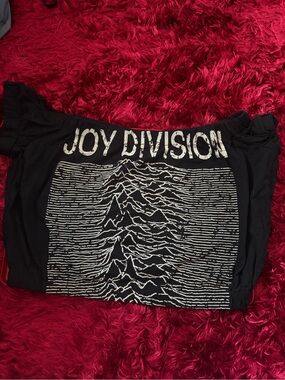 Joy Division Black Off-Shoulder Crop Top - Band Graphic